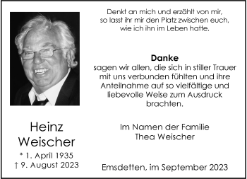 Anzeige von Heinz Weischer 