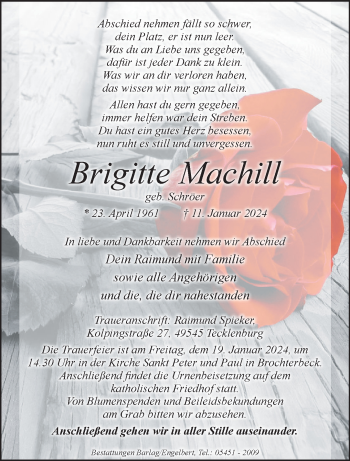 Anzeige von Brigitte Machill 