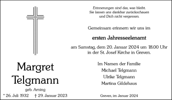 Anzeige von Margret Telgmann 