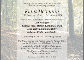 Anzeige von Klaus Heimann 