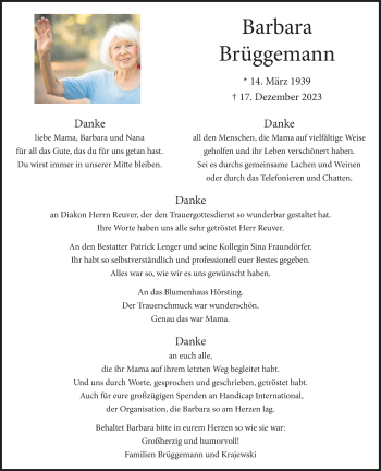 Anzeige von Barbara Brüggemann 