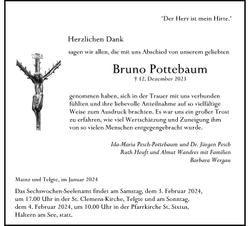 Anzeige von Bruno Pottebaum 