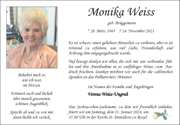 Anzeige von Monika Weiss 