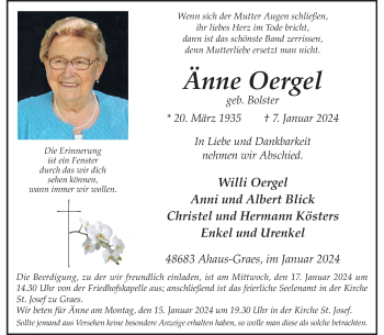 Anzeige von Änne Oergel 