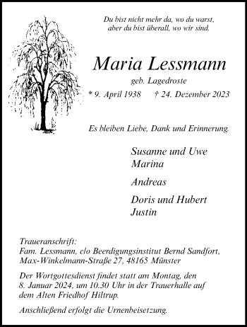 Anzeige von Maria Lessmann 