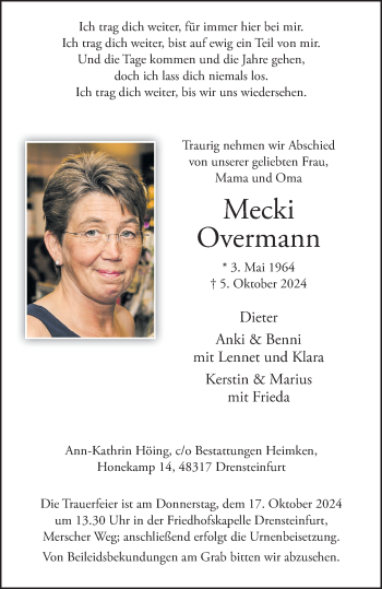 Anzeige von Mecki Overmann 