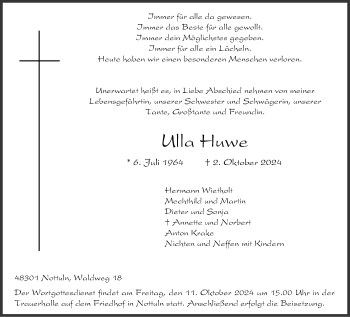 Anzeige von Ulla Huwe 