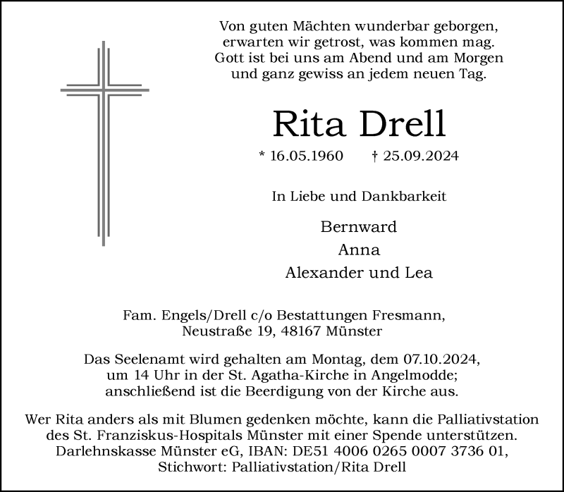  Traueranzeige für Rita Drell vom 05.10.2024 aus 