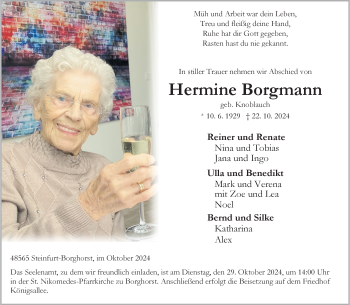 Anzeige von Hermine Borgmann 