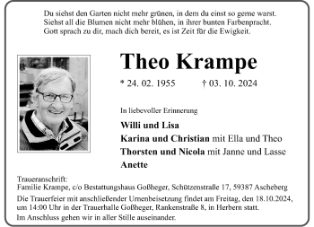 Anzeige von Theo Krampe 