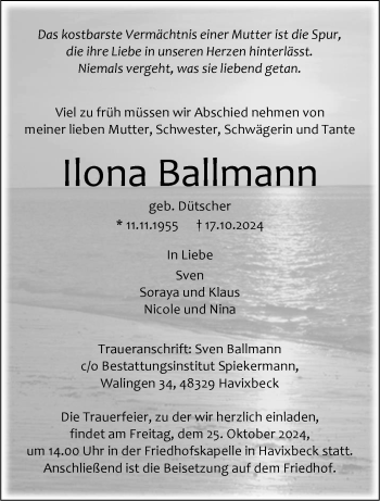 Anzeige von Ilona Ballmann 