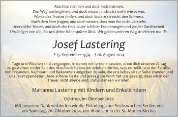 Anzeige von Josef Lastering 