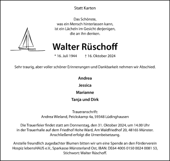 Anzeige von Walter Rüschoff 