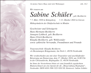 Anzeige von Sabine Schüler 