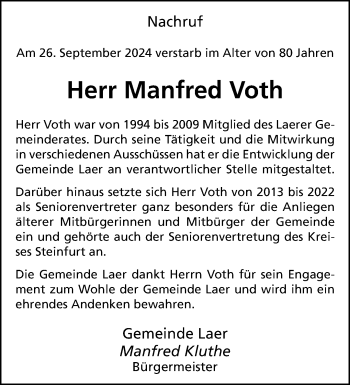 Anzeige von Manfred Voth 