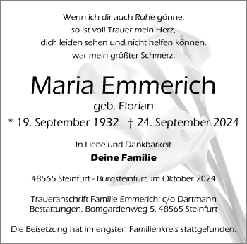 Anzeige von Maria Emmerich 