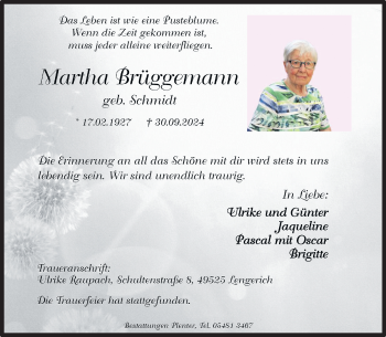 Anzeige von Martha Brüggemann 