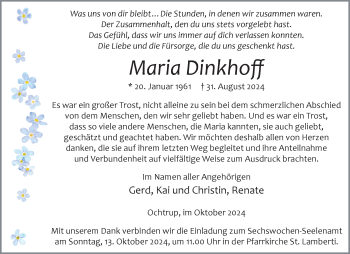 Anzeige von Maria Dinkhoff 