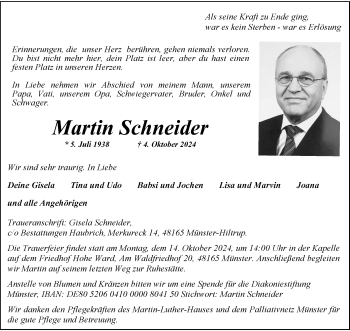 Anzeige von Martin Schneider 