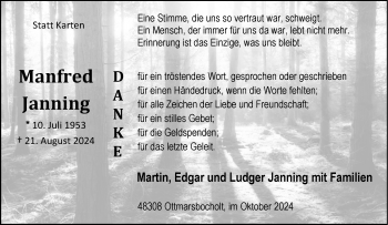 Anzeige von Manfred Janning 