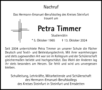 Anzeige von Petra Timmer 