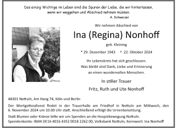 Anzeige von Ina Nonhoff 