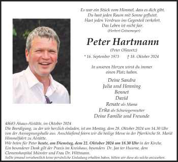 Anzeige von Peter Hartmann 