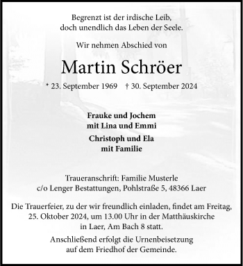 Anzeige von Martin Schröer 