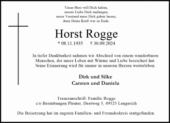 Anzeige von Horst Rogge 