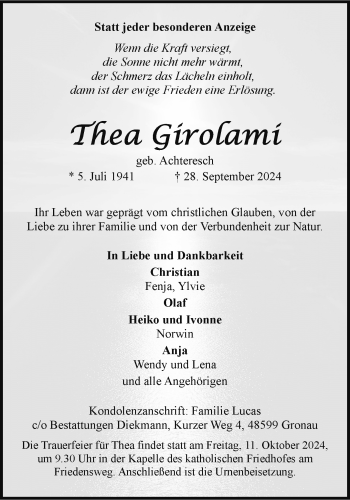 Anzeige von Thea Girolami 