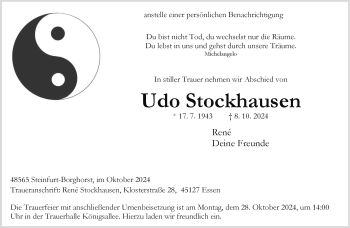 Anzeige von Udo Stockhausen 