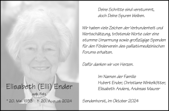 Anzeige von Elisabeth Ender 