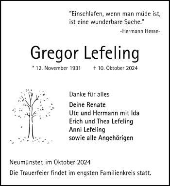 Anzeige von Gregor Lefeling 