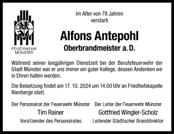 Anzeige von Alfons Antepohl 