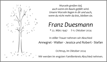 Anzeige von Franz Duesmann 