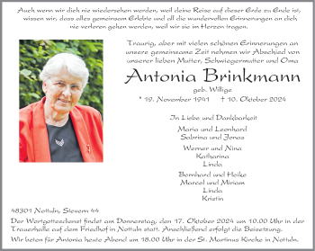 Anzeige von Antonia Brinkmann 