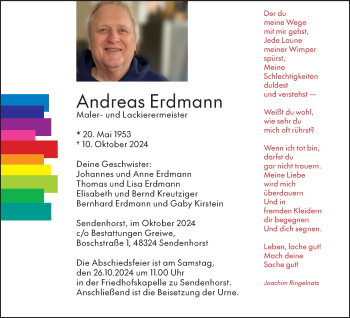 Anzeige von Andreas Erdmann 