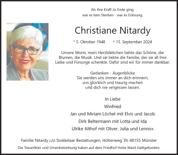 Anzeige von Christiane Nitardy 