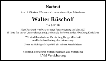 Anzeige von Walter Rüschoff 