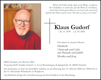 Anzeige von Klaus Gudorf 