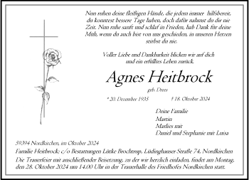 Anzeige von Agnes Heitbrock 