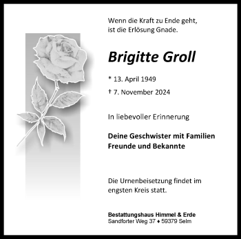 Anzeige von Brigitte Groll 