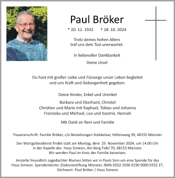 Anzeige von Paul Bröker 