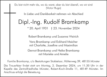 Anzeige von Rudolf Bramkamp 