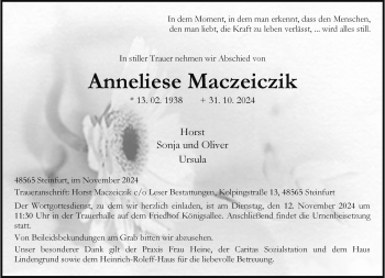 Anzeige von Anneliese Maczeiczik 