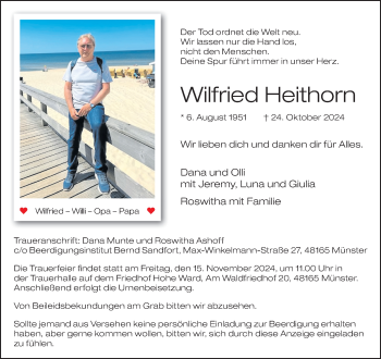 Anzeige von Wilfried Heithorn 