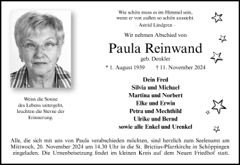 Anzeige von Paula Reinwand 