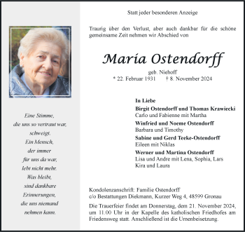 Anzeige von María Ostendorff 