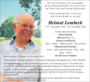 Anzeige von Helmut Lembeck 