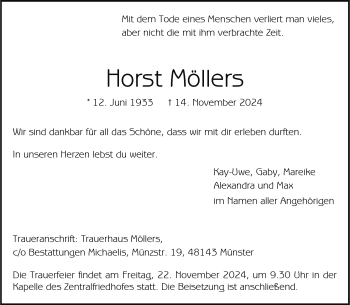 Anzeige von Horst Horst Möllers 